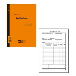Szállítólevél A5, 25x6 lapos, B.10-70/V álló, vegykezelt.