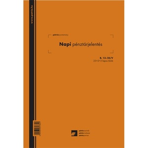 Napi pénztárjelentés 25x2+2lap B.13-25/V, álló, A4, vegykezelt