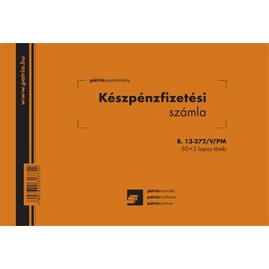 Kp számla A5, 50x3 lap, fekvő B.13-372/V/PM, egy ÁFÁ-s.
