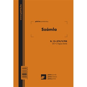 Számlatömb A5, 50x3 lap, álló, B.13-374/V/PM, egy ÁFÁ-s, vegykezelt