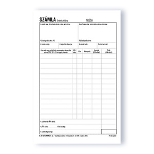 Számlatömb A5, 50x3 lap, álló, B.13-374/V/PM, egy ÁFÁ-s, vegykezelt
