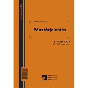 Pénztárjelentés A5, 25x2+2 lap B.KISKER.104, álló, vegykezelt