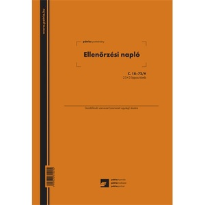 Ellenőrzési napló A4, 25x3 lap álló, vegykezelt, C.18-72/V