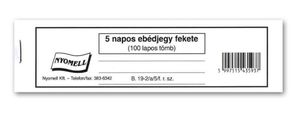 Ebédjegy, 5 napos, 100 lap, B.19-2/A/5, fekete