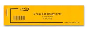 Ebédjegy, 5 napos, 100 lap, B.19-2/A/5, fekete