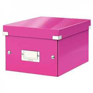 Irattároló doboz A5 LEITZ 6043 Click&Store, lakkfényű, rózsaszínű