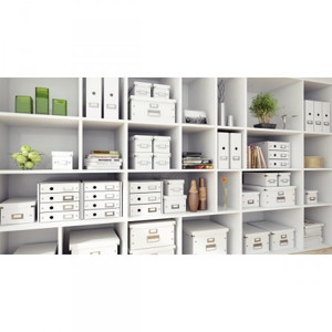 Irattároló doboz A4 LEITZ 6044 Click&Store, lakkfényű, fehér