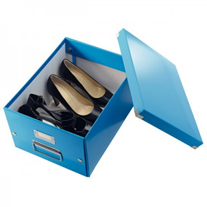 Irattároló doboz A4 LEITZ 6044 Click&Store, lakkfényű, kék