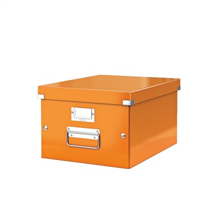 Irattároló doboz A4 LEITZ 6044 Click&Store, lakkfényű, narancs