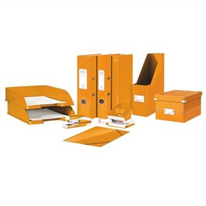 Irattároló doboz A4 LEITZ 6044 Click&Store, lakkfényű, narancs