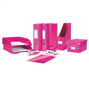 Irattároló doboz A4 LEITZ 6044 Click&Store, lakkfényű, rózsaszín