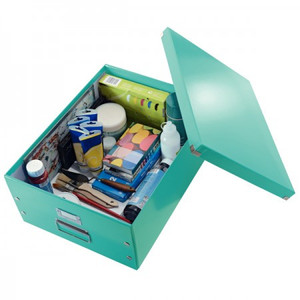 Doboz A3 LEITZ Click&Store, összehajtható, lakkfényű jégkék