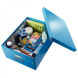 Doboz A3 LEITZ Click&Store, összehajtható, lakkfényű kék
