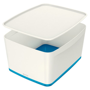 Tároló doboz LEITZ MyBox, fedővel, nagy, fehér-kék