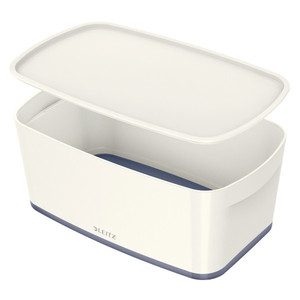 Tároló doboz LEITZ MyBox, fedővel, kicsi, fehér-szürke
