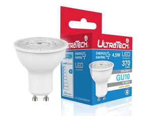 LED spot izzó GU10 4,5W 2700K 370lm, 15.000 óra, melegfény