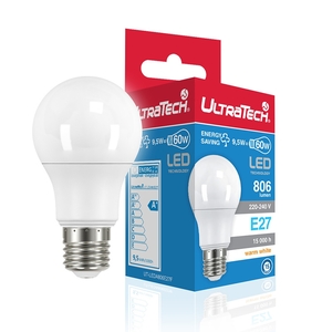 LED normál izzó E27 9,5W, 806lm, 2700K, 240 fok, 15.000h UltraTech