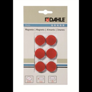 Mágnesgomb 24 mm, DAHLE 95424, átmérő 24 mm, 6 db, piros