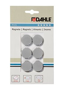 Mágnesgomb 24 mm, DAHLE 95424, átmérő 24 mm, 6 db, szürke