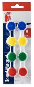 Mágnesgomb 20 mm, ICO JY-20, kerek, 8 db, 4 vegyes színben
